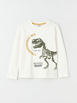 Bisiklet Yaka Bask?l? Uzun Kollu Erkek ?ocuk Ti??rt