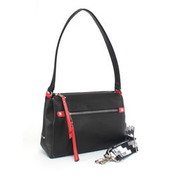 Сумка женская искусственная кожа ADEL-201/1в, 3отд, плеч/рем-стропа, черный/красный флотер 256596