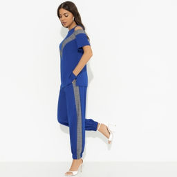 Брючный комплект из трикотажа Нешуточная конкуренция (blue 2 в 1) - Charutti фото 6