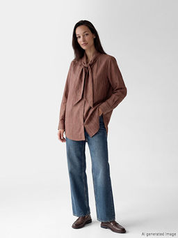 Fular Yakal? ?izgili Kad?n G?mlek Tunik