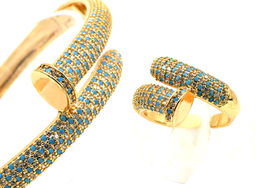 Браслет гвоздь с фианитами цв.голубой, 16см - Радуга камня фото 3