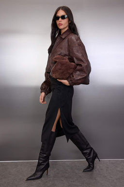 Haki Suet Midi Kalem Orme Etek TWOAW26ET00018 - Trendyolmilla фото 8