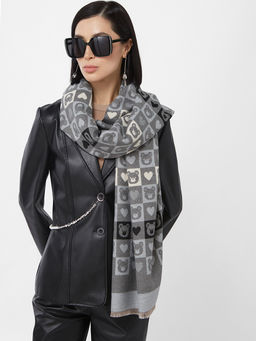 в составе ШЕРСТЬ и КАШЕМИР  Большой, мягкий, теплый двусторонний палантин с принтом. - Tantino фото 6