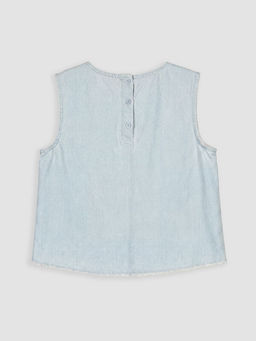 Aplike Detayl? K?z ?ocuk Jean Bluz