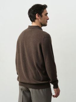 Джемпер-поло из кашемира мужской KM010140-E коричневый