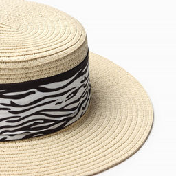 Шляпа женская MINAKU с бантом зебра, бежевая, размер 58