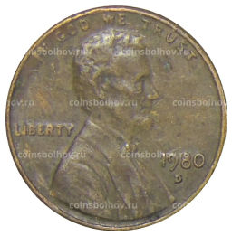 Монета 1 цент 1980 года D США
