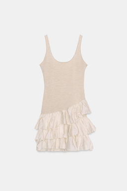 VESTIDO CORTO COMBINADO VOLANTES / Crudo - Zara фото 5