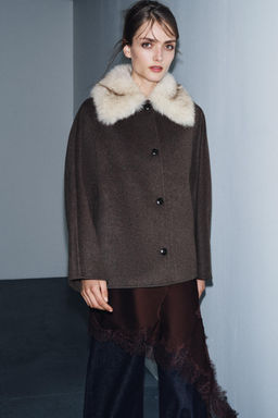 WOOL JACKET WITH FAUX FUR COLLAR ZW COLLECTION - Zara фото 13