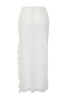 TRENDYOLMILLA Limited Edition Ekru Y?rtmac ve F?rf?r Detayl? Astarl? Esnek Midi Orme Tul Etek TWOSS25ET00089 фото 4