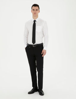 Beyaz %100 Pamuk Parlak Saten Regular Fit Uzun Kollu Basic G_mlek