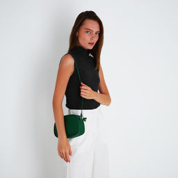 Сумка женская кросс-боди на молнии, 21×7×14 см, зелёная