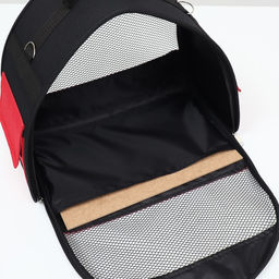 Сумка - переноска для животных, полукруглая с карманоми ПВХ, 37 х 18 х 25 см, красная - Пижон фото 5