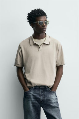 CONTRAST RIB KNIT POLO SHIRT - Zara фото 10