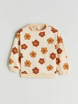 Bisiklet Yaka Bask?l? K?z Bebek Sweatshirt ve Tayt 2li