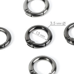 Кольцо-карабин, d=13/20 мм, толщина - 3.5 мм, 5 шт., цвет чёрный никель