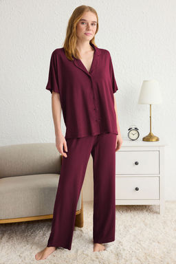 Trendyolmilla Antrasit Rahat Kal?p Viskon Hamile Orme Pijama Tak?m? THMSS25PT00165 фото 10