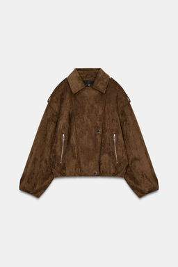 OVERSIZE FAUX SUEDE BIKER JACKET - Zara фото 7