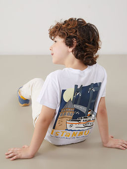 Bisiklet Yaka Bask?l? Erkek ?ocuk Ti??rt