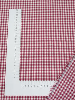Брак(уценка) Пестрядь "Клетка (4*4 мм)" цв.малиновый, ш.1.45м, хлопок-100%, 130гр/м.кв