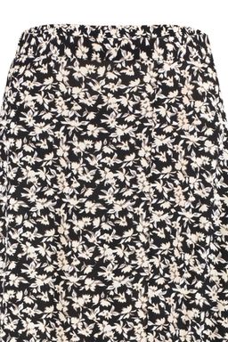 Siyah Y?rtmac Detayl? Cicek Desenli Viskon Kumasl? Midi Dokuma Etek TWOSS20ET0230