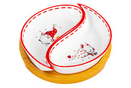 Тарелка под оливки 100 мл 15*15*3,5 см Весёлые гномики на деревянной подставке - Elan gallery фото 18