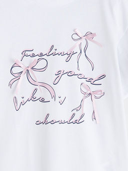 Bisiklet Yaka Fiyonk Detayl? K?z ?ocuk Ti??rt