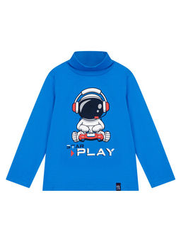 Водолазка для мальчика PlayToday Star Play из хлопка с эластаном голубой  фото 7