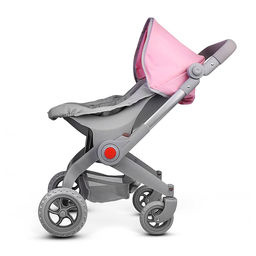 Коляская кукольная металлическая, с корзиной и козырьком, цвет серо-розовая