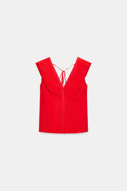 CUERPO POPEL?N PESPUNTES CONTRASTE / Coral rojo - Zara фото 9