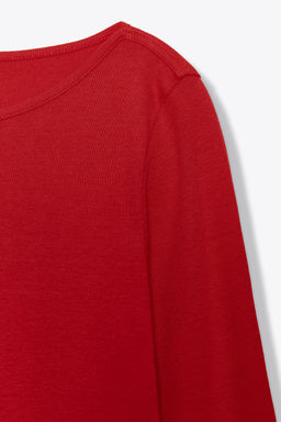 COTTON BOAT NECK T-SHIRT - Zara фото 8