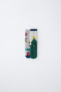 2-PACK OF NON-SLIP PUPPY AND TREE SOCKS