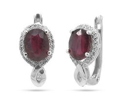 Серьги из серебра рубин, SL-RIC32