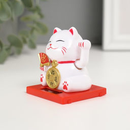 Маятник настольный антистресс «Белый Манэки-нэко с веером и монеткой», пластик, 5×5×5 см