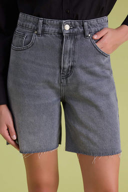 Koyu Mavi Yuksek Bel City Boy Denim Sort TWOSS26SR00107 - Trendyolmilla фото 9