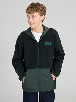 Kap??onlu Erkek ?ocuk Polar Fermuarl? Sweatshirt