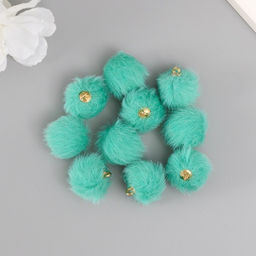 Декор для творчества искусственный мех "Шарик" бирюзовый  набор 10 шт, d=2 см