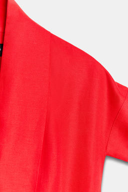 VESTIDO MIDI CON LINO ZW COLLECTION / Rojo - Zara фото 8