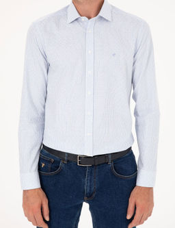 Голубая зауженная рубашка с длинным рукавом - Cacharel фото 6