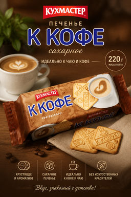 Печенье Кухмастер К кофе сахарное 220 г фото 2