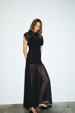 CONTRAST DRAPED MIDI DRESS - Zara фото 4