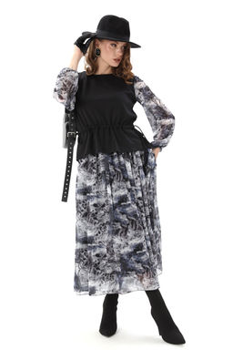 Платье NIKVA н740-19 чёрный и серая абстракция фото 2