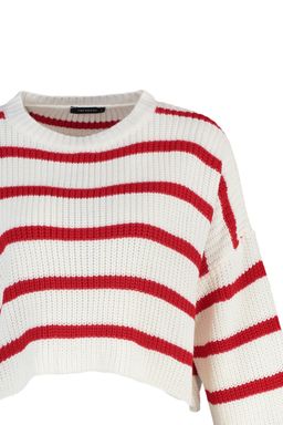 Ekru Crop Basic Cizgili Genis Kal?p Triko Kazak TWOAW23KZ00390