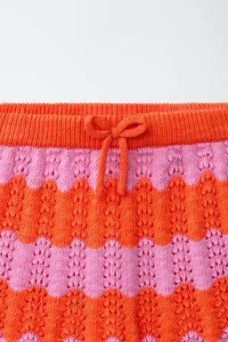 FALDA PUNTO CROCHET RAYAS / Naranja fl?or - Zara фото 5