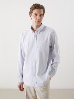 Regular Fit Uzun Kollu ?izgili Erkek G?mlek