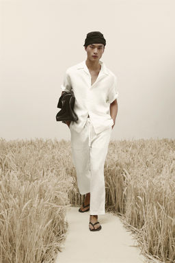 PANTAL?N RELAXED FIT 100% LINO / Blanco - Zara фото 11