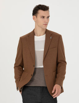 Kiremit Slim Fit Y_n Kar___ml_ Ceket