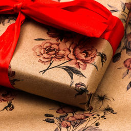 Цена за 2 шт. Бумага упаковочная, крафт «Пионы», 70×100 см, 1 лист