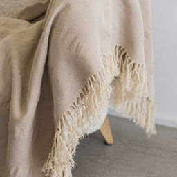 Плед хлопковый 140х200 бежевый