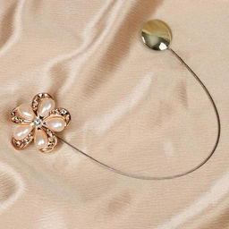 Цена за 2 шт. Подхват для штор Цветок, d = 6 см, цвет молочный/золотой - Арт узор фото 2